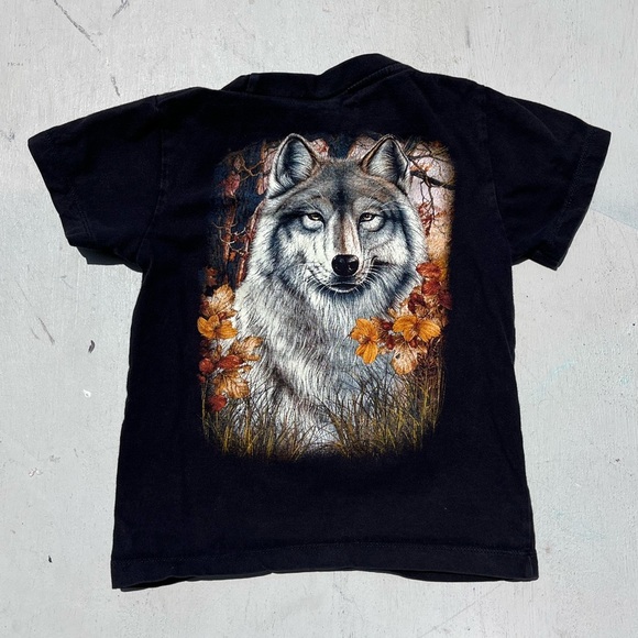 Kids Rock Eagle T-Shirt Black Wolf 2-4 Animal Wildlife Double Sided Nature Fall - Picture 3 of 8